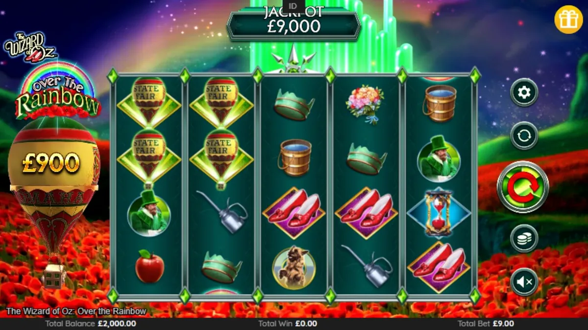 O slot The Wizard of Oz: Over the Rainbow com elementos mágicos e personagens clássicos.